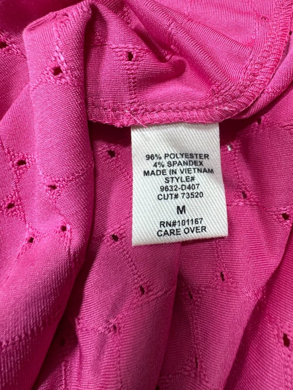 Kim & Cami Hot Pink Eyelet Flutter Sleeve Blouse Medium Boho Top - Picture 6 of 8